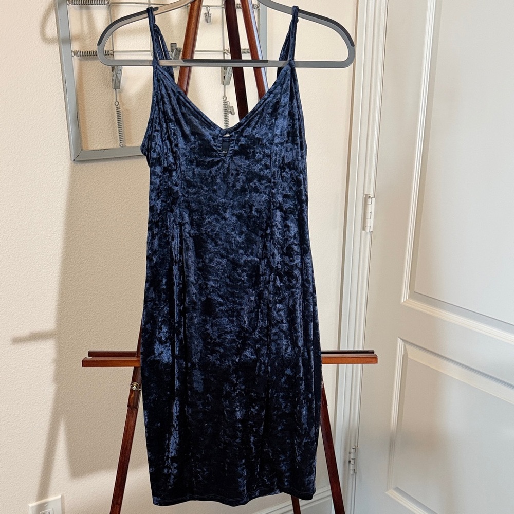 Kendall & Kylie Navy Velvet Mini Dress